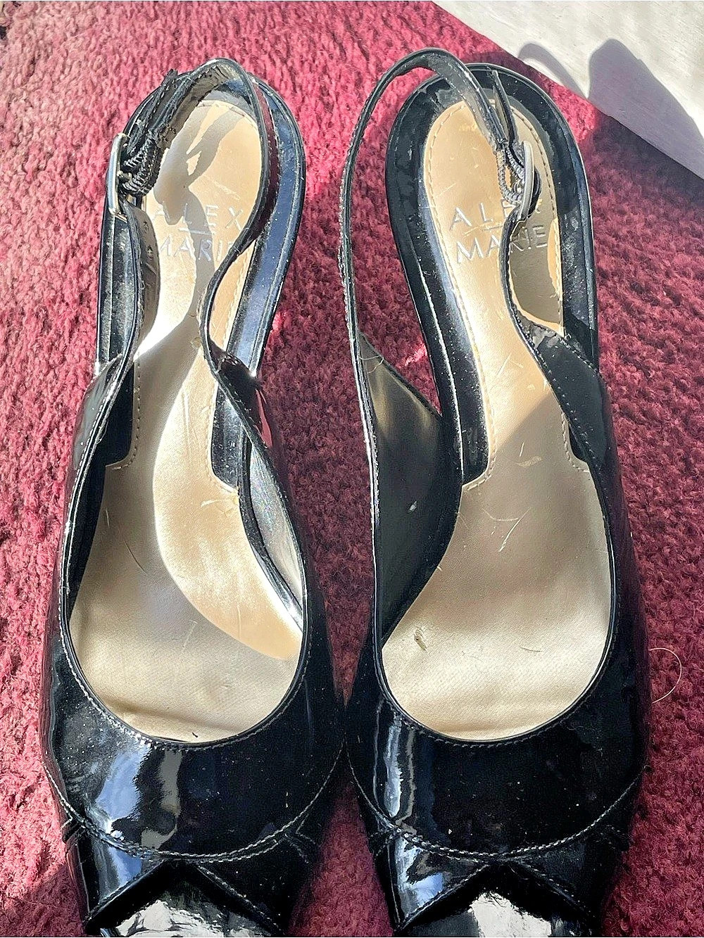 Alex Marie Pointed Toe Slingback Heels in Black US 8 1/2
